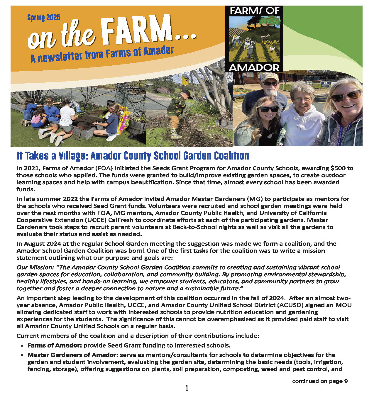 Spring Newsletter 2025 - Pg 1